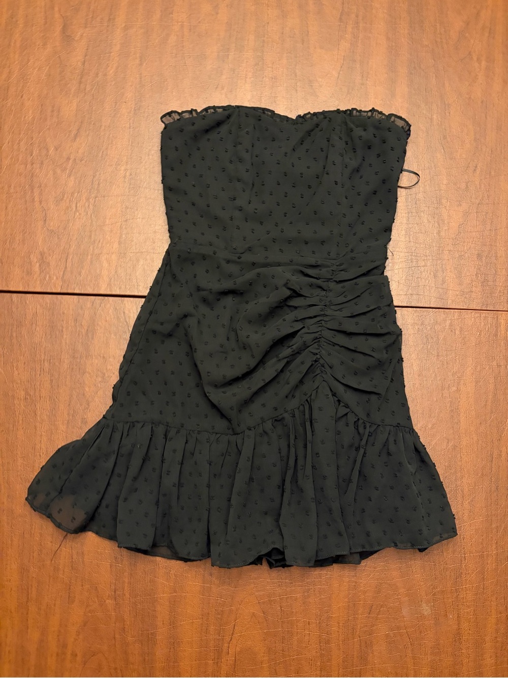 Hello Molly Black Strapless Ruffle Mini Dress